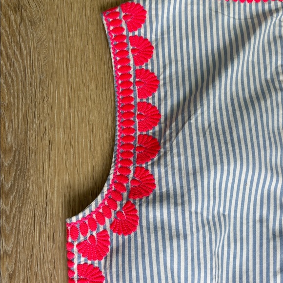 VINEYARD VINES BLUE STRIPED SLEEVELESS DRESS PINK APPLIQUES ZIPPER BACK size 4 - Picture 10 of 11